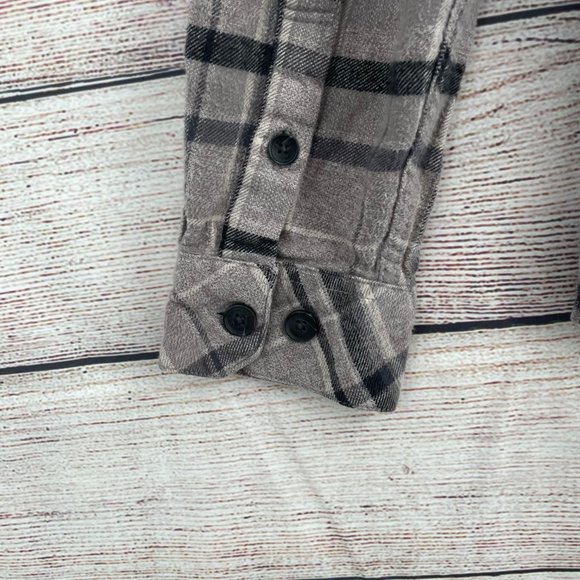 O'Neill Standard Fit Flannel Button Down Shirt Men's Size Large Gray Plaid - Picture 4 of 8